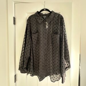 Torrid Sheer Polka Dot Blouse